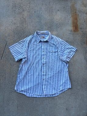 Vintage 80s/90s The Fox Collection Blue and White Striped Button Up Shirt XL